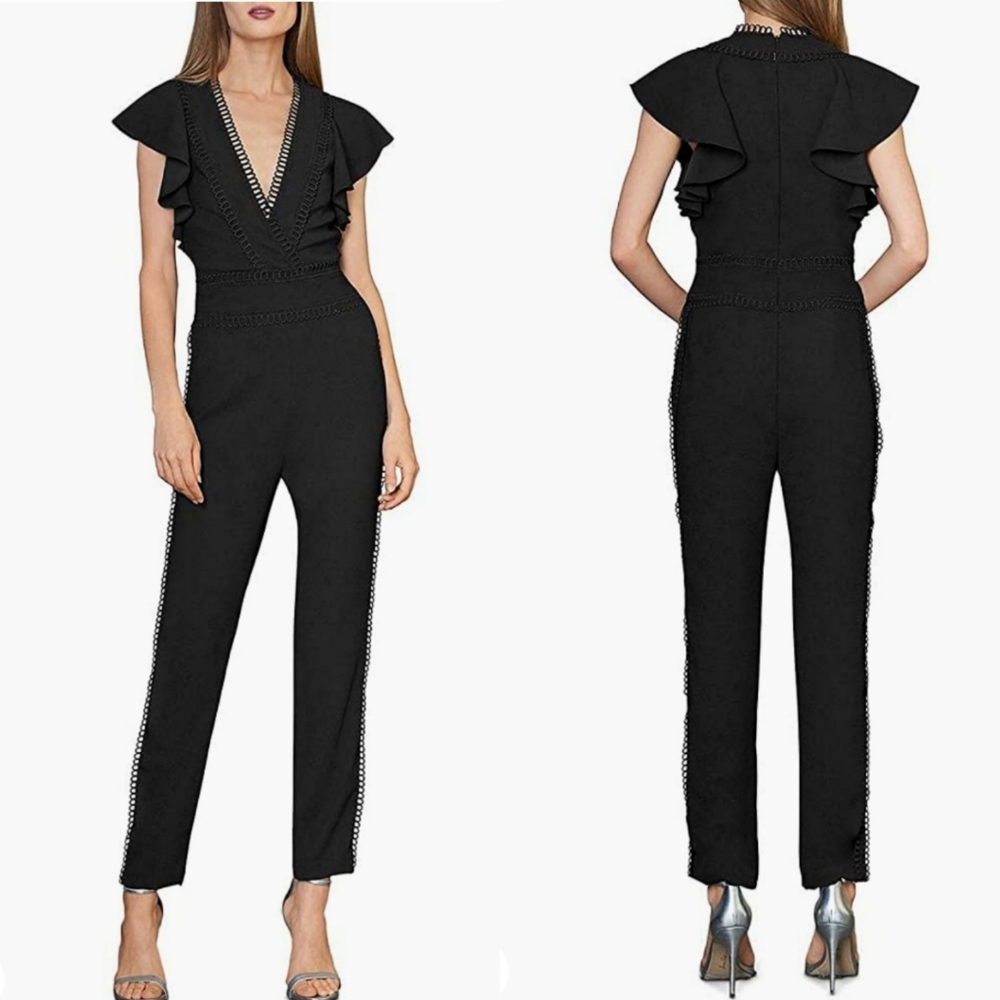 NWT Monique Lhuillier Flutter Sleeve Jumpsuit - Picture 2 of 8